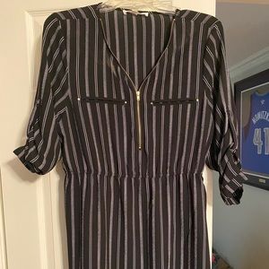 Black and white dress with gold accent